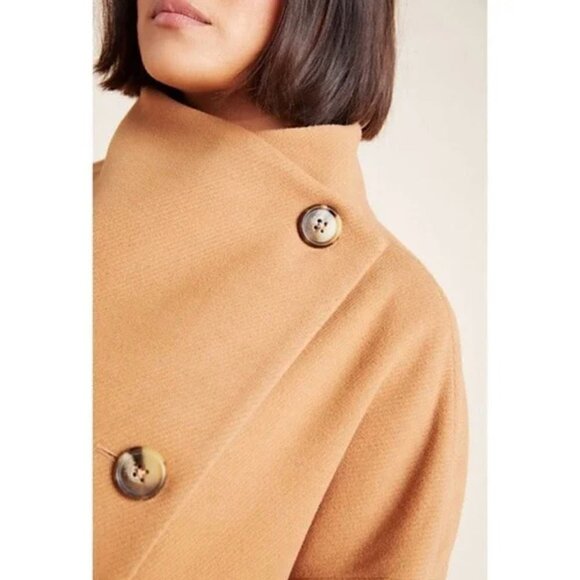NWT Anthropologie Sascha Asymmetrical Button-Front Coat Jacket Bronze Camel XS - Picture 5 of 16